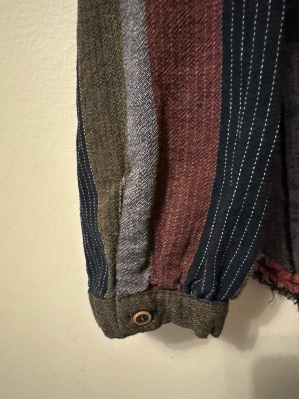 Striped Long-Sleeve Henley Blouse in Rust, Olive & Black - Picture 4 of 7